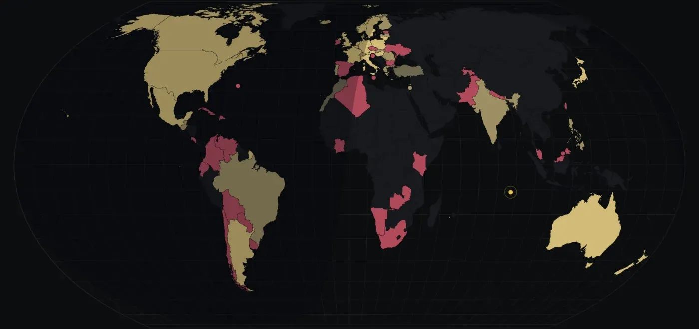 The world map with live night shading